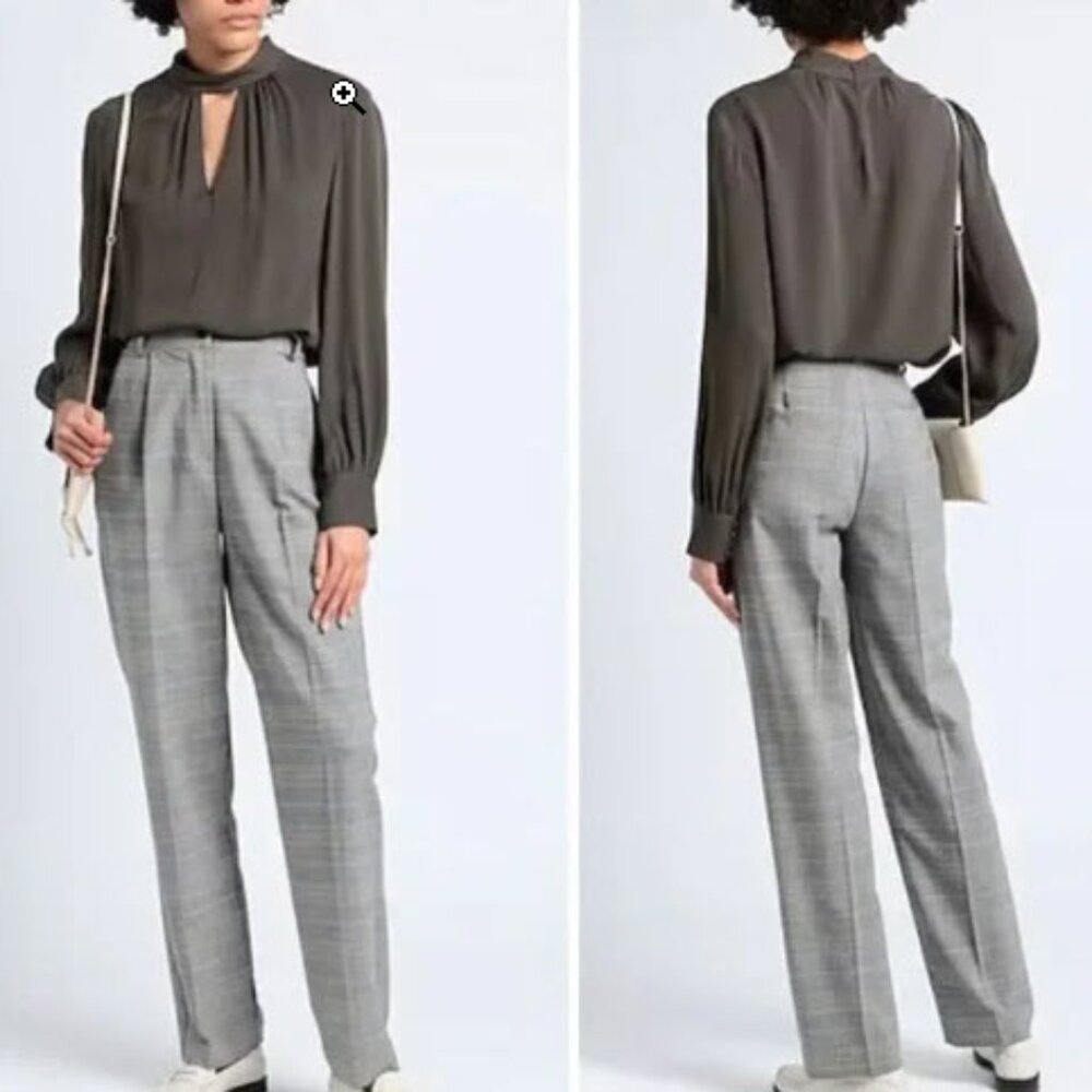 NWT Theory Women's Silk Neck Band Blouse Size S